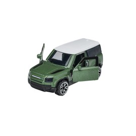 Majorette Premium Land Rover Defender 90 Toy Car Freewheel Opening Parts Suspension Trading Card 1:64 7.5cm Green Age 3+