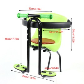 MUSESPANI 44.09lbs Front Mounted Baby Bike Seat, Guardrail Anti Slip Armrest Steel Safety Chair, Removable Child Front Bracket Sponge Pad Mountain Bicycle Stool Front Seat, （Green）