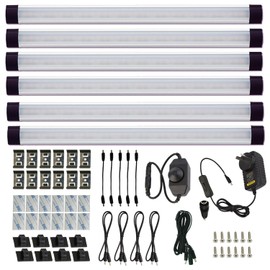 AIBOO Dimmable LED Under Cabinet Lighting Under Counter LED Light Bar Linkable Kit with Rocker Switch Kitchen,Showcase,Shelf Lighting(6 Panel Kits Warmwhite)