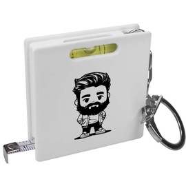 Azeeda 'Hipster Chibi Man' Keyring Tape Measure/Spirit Level Tool (KM00042458)