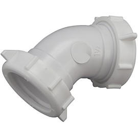 Plumb Pak PP20557 Drain Pipe Elbow with Reducing Washer, 45 Deg, 1-1/2 in, Plastic