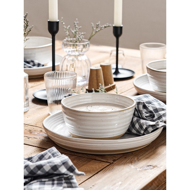 LE TAUCI Dinnerware Sets 12 PCS, Ceramic Plates and Bowls