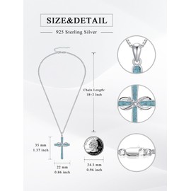 Flpruy Infinity Cross Mom Necklace 925 Sterling Silver Turquoise Cross Pendant Necklace Religious Jewelry Mom Gifts for Women