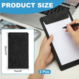 uxcell 2 Pack Mini Clipboard, 10" x 6" Leather Small Clipboard with Pen Holder, A5 Size Magnetic Writing Clip Boards for Business, Office,Restaurant and Hotel (Black)