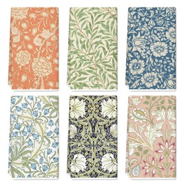 JarThenaAMCS William Morris Floral Kitchen Towel 18 x 28 Inch Wildflower Dishcloth Decorative Hand Drying Tea Towel for Baking Cooking Cleaning Party Supplies, 6Pcs