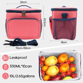 BOCHION Lunch Bags for Women, Insulated Cool Bag for Lunch Box with Shoulder Strap, Portable Thermal Cooler Tote Lunch Bag Leak-Proof for Men Adults Girls at Work School Travel Picnic Outdoor (Pink)