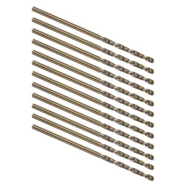 Kozelo 12PCS Twist Drill Bit - [1/16"] M35 High-Speed Steel Cobalt Round Shank Jobber Bit Set Dark Gold for Metal Wood Plastic Steel Use, 20mm / 0.79" Blade Length