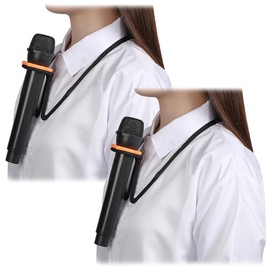 SALUDABLE Microphone Stand, Microphone Holder, Neck Strap, Magic for Workshops, Demonstrations, Moderators (2 Pieces)
