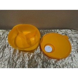 New Tupperware Small Crystalwave Lunchable Divided Bowl 825ml Bright Mango Color