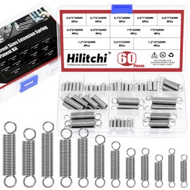 Hilitchi 60Pcs 12 Sizes Extension Spring Assortment Kit Extension Spring Stainless Steel Springs Assorted Size Small Springs Compression Tension Springs for Repairs Maintenance