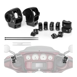 OURONOTO Hand Control Switch Housing Button Caps Compatible with Harley Davidson Street Glide Electra Glide Tri Glide Road King 1996-2013 Black