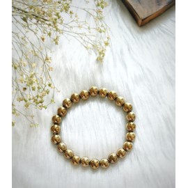 AR VENTURES Golden Pyrite Natural Certified Amethyst Bracelet Round Bead Crystal Healing Stones Golden Color hemelite Original Certified bracelet (Pack of 1)