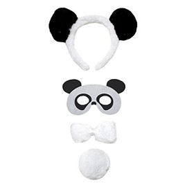 Petitebella Combined Animal Headband Mask Bowtie Tail 4pc Costume 1-5y (Panda, One Size)