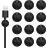 Flezoo Cord Holder Cable Clips, 12PCS Black Adhesive Cord Organizer