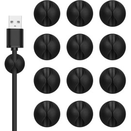 Flezoo Cord Holder Cable Clips, 12PCS Black Adhesive Cord Organizer Charger Holder