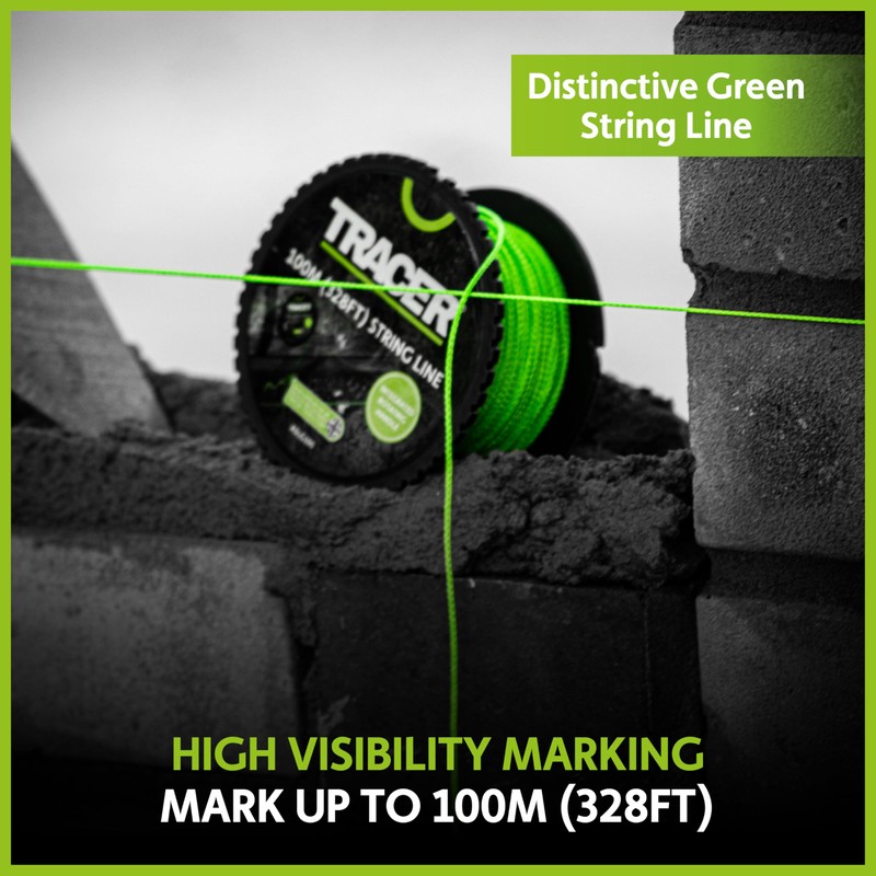 Tracer 100m String Line - Anti-Tangle, High Visibility Builders Line