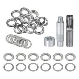 HARFINGTON 20pcs Grommet Tool Kit 20mm Copper Grommet Eyelet Set with Hole Hollow Punch, Grommet Setter Tools for Clothing Leather Fabric Belt, Silver Tone