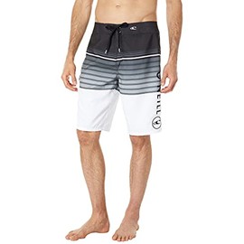 O'NEILL Men's 21 Inch Striped Santa Cruz Boardshorts - Quick Dry Swim Trunks for Men with Fabric and Pockets,White 1,31