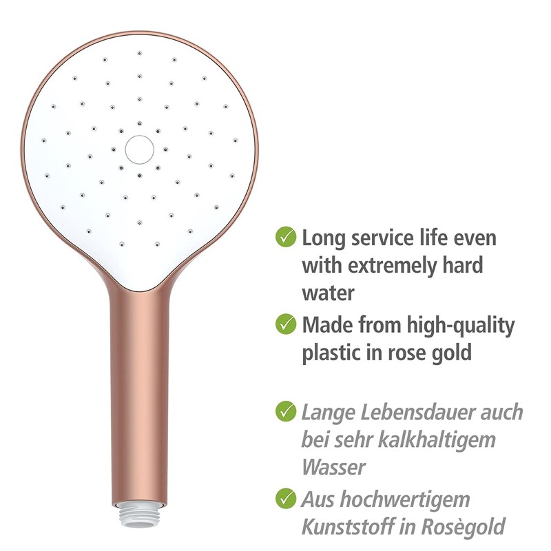 WENKO Automatic Cleaning Shower Head, Anti-limescale Round Universal Hand Shower