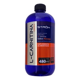 Strom L-carnitina Líquida 480 Ml Con Complejo B 32 Porciones Sabor Naranja