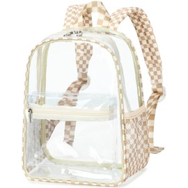Clear Mini Backpack Stadium Approved 12x12x6 Small Transparent Backpacks Plastic See Through Bag for Work Festival Security Travel