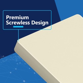 LIDER Blank Wall Plate, Temperature and Impact Resistant, UL Listed, Polycarbonate Thermoplastic, Screwless Design, Matte Finish, Modern Upgrade, Midsize, 1-Gang, 4.88” x 3.11”, Light Almond, 10 Pack