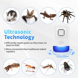 Ultrasonic Pest Repeller Plug in, Electronic ​Rodent Repellent​ for ​Indoor​ Home, ​Mosquito Repellent​, ​Cockroach Killer, ​Spider Repellent​ (4 Pack)