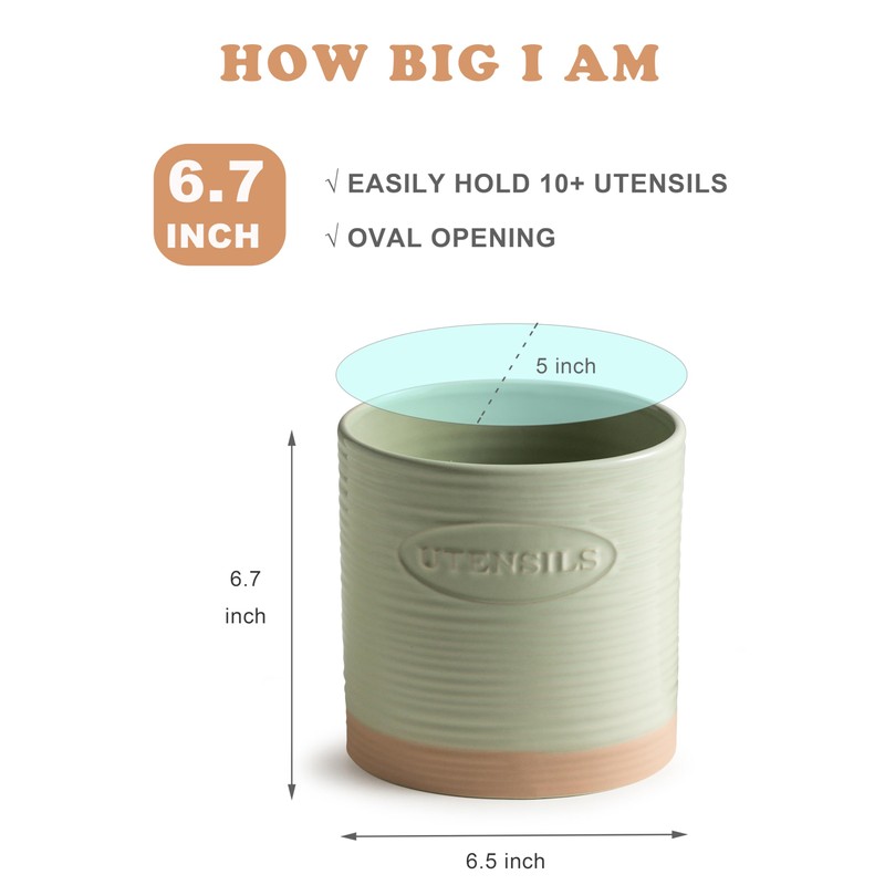 YHOSSEUN Kitchen Utensil Holder, Ceramic Utensil Holder for Kitchen Counter