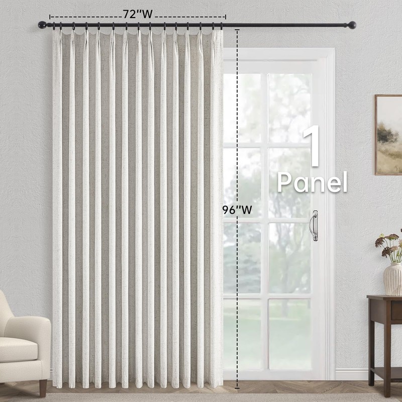 Topfinel Extral Wide Curtains, Pinch Pleated 100% Blackout Linen Drapery