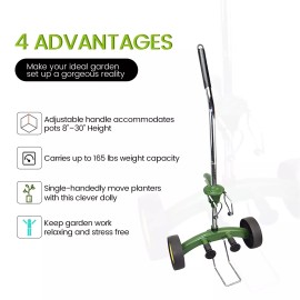EJWOX Garden Pot Mover with Adjustable Handle - Heavy Duty Plant Dolly Caddy ...