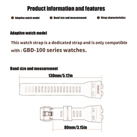 XIW Compatible for Casio GBD-100 GBD-100SM GBD100 Resin Watch Band Replacement for men Wirstband Strap women Bracelet (Black Band)