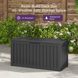 Sersper 80 Gallon Outdoor Storage Box, Deck Box with Gas Struct, Waterproof Resin Storage Bin for Patio Cushions, Pool Supplies, Lockable, UV Resistant, Black