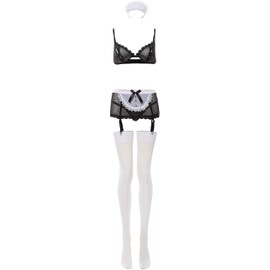 Obsessive Maidme Costume for Women, Maiden, 5 Pieces, Sexy, Adjustable Straps, Straps