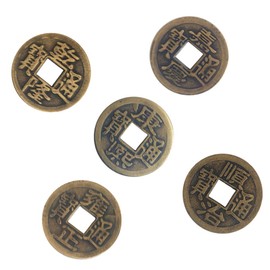 ZEESTAR BLESS 5Pcs Chinese Feng Shui I Ching Divination Coins Fortune Coins Good Luck Coins +Gift Bag(wudiqian)