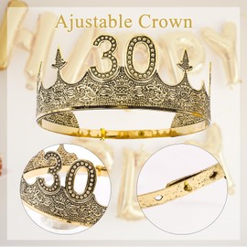 Hapdoo 30th Birthday King Sash Birthday Decorations Set for Men - 30th Birthday Decorations 30th Birthday King Crown and Sash, Happy 30th Birthday Party Favors Mens 30th Birthday Gifts for Him