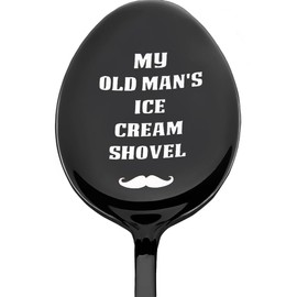 Funny Grandpa Dad Birthday Gifts for Father Husband Christmas Retirement Gift for Men Boyfriend Valentines Gifts for Him Bf Ice Cream Lovers Gifts for Friend Brother My Old Mans Ice Cream Shovel Spoon