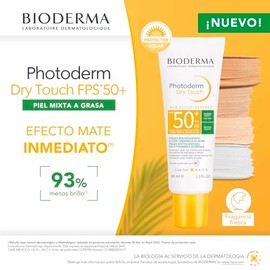Bioderma, Protector Solar en Gel, Photoderm Dry Touch Tono Neutro, FPS50, Control Brillo, Reduce Imperfecciones, 40ML