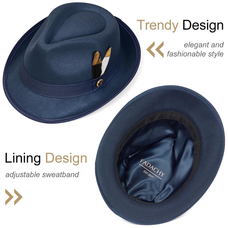 FADACHY Fedora Hats for Men & Women Short Brim Felt