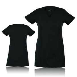 Spa Salon Tunic Uniform Health and Beauty Nail Work Wear Hairdressing Massage Therapist (Black, 12)