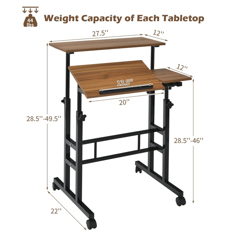 COSTWAY Computer Desk, Walnut