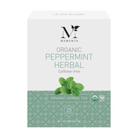 Mementa Inc Organic Herbal Peppermint Tea Bags - Caffeine Free Herbal Tea, 20-Count (Pack of 6) - Refreshing and Soothing Mint Flavor, USDA Certified Organic, Perfect for Relaxation
