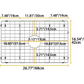 SANNO Large Sink Protectors Sink Rack for Kitchen, Sink Grate Kitchen Sink Drain Bottom Grid with Center Hole,Stainless Steel 26.8" L×16.5" W