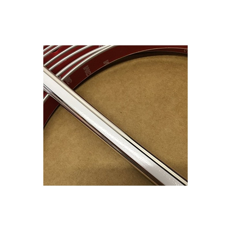 Vintage Style 5/8" White & Chrome Side Body Trim Molding