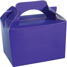 Diamante Crafts 10 Party Boxes Solid Colour Plain Cardboard Lunch Food Loot Treat Box 20 Colours (10 Plain - Purple)