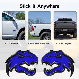 HHLOU A Pair Dinosaur Metal Emblem Sticker for Dodge RAM TRX 1500 2500 3500 Charger Challenger (Blue)