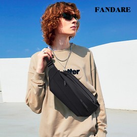 FANDARE New Sling Bag Lightweight Crossbody Backpack Chest Shoulder Bag for Men One Strap Motorcycle Waist Pack Cover Pack for Travel Hiking Cycling Outdoor Casual Backpack Waterproof Nylon Black
