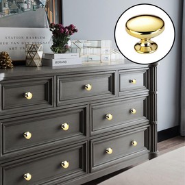 WUJENPEAHT 4 PCS Cabinet Knobs with Screws Round Drawer Wardrobe Handles Gold Door Knobs for Cabinet Drawer Cupboard Wardrobe Furniture