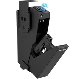 Biometric Gun safe for Handgun Drop Down Bedside Pistol Safe, Mounted Fingerprint Handgun Case for Nightstand, Under Desk, Bed