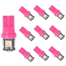 QKWL 10PCS 194 LED Bulb, Three-Chip Design LED License Plate Light Bulbs License Plate Light Bulbs Low Power Consumption & Long-Lasting Suitable for most car models (Pink)