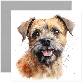 Old English Co. Watercolour Dog Card - Border Terrier Dog Card for Pet Owner Birthday - Just Because Card for Him or Her - Thinking of You Fur Baby Card for Men and Women | Blank Inside